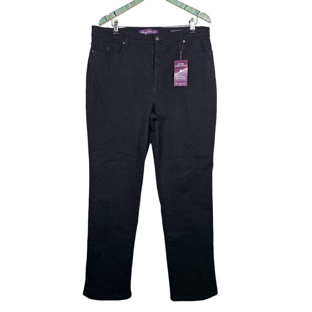 Gloria Vanderbilt AMANDA Tapered Leg Classic Rise Stretch Black Pant, NWT, Sz 18